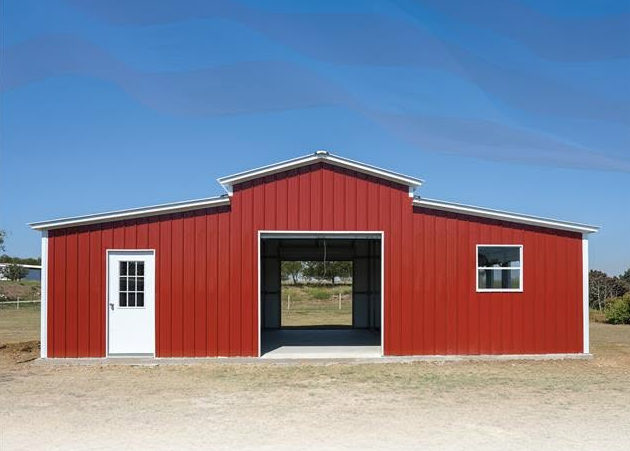 Large steel building sheltering equipment and work area on a Montgomery County property